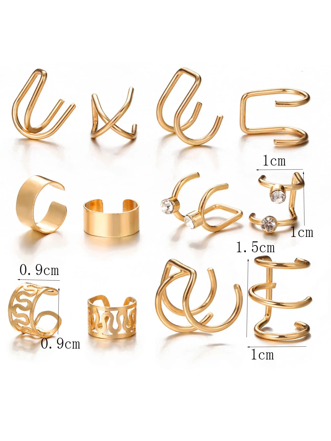 12pcs/set Ear Cuff Cartilage Clip On Earrings Ear Clip Fake Cartilage Earrings Non-Piercing Cartilage Ear Clip