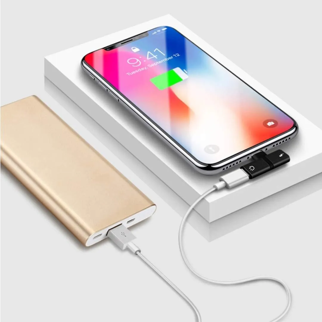 2 in 1 Mini Portable Charging Metal Splitter Audio & Charging Adapter Convertor for Apple iPhone X/8/8Plus/7/7Plus/6/6Plus