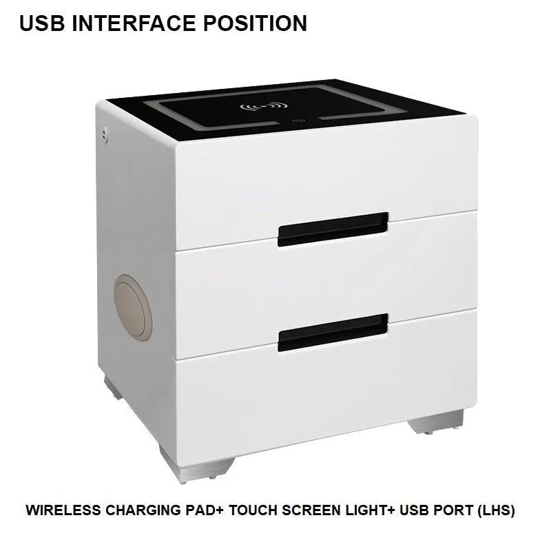 2024 Smart Bedside Tables Bluetooth Speaker Side 3 Drawers Wireless Charging USB Nightstand LED  AU