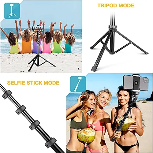 62" Phone Tripod Accessory Kits, Aureday Camera & Cell Phone Tripod Stand with Wireless Remote and Universal Tripod Head Mount, Perfect for Selfies/Video Recording/Vlogging/Live Streaming