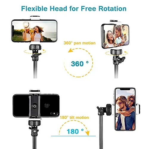 62" Phone Tripod Accessory Kits, Aureday Camera & Cell Phone Tripod Stand with Wireless Remote and Universal Tripod Head Mount, Perfect for Selfies/Video Recording/Vlogging/Live Streaming