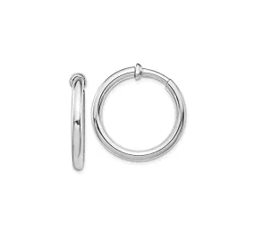 925 Sterling Silver Platinum Plated Fake Hoop Earrings (1 pair) - E294