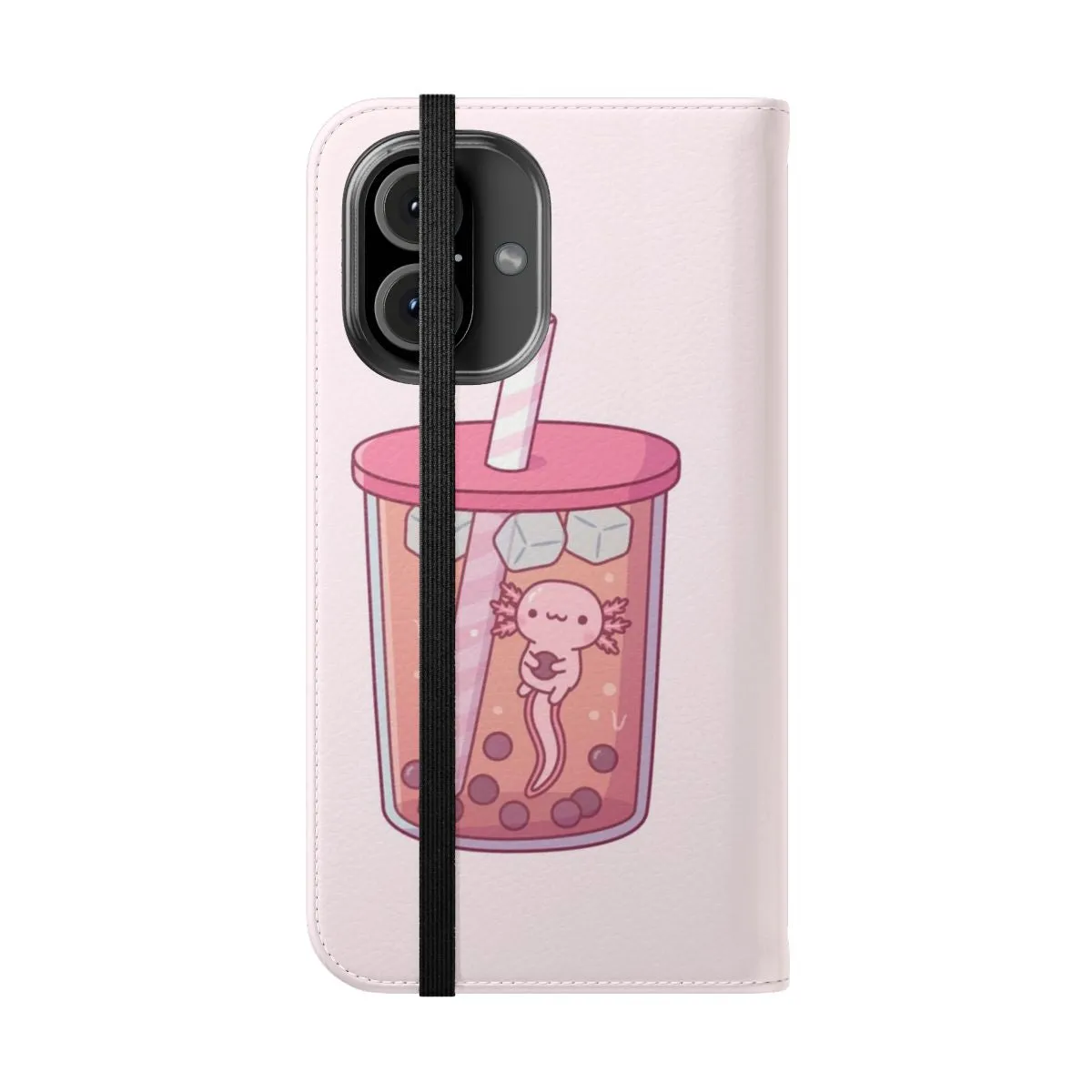 Adorable Axolotl in Bubble Tea Themed Phone Case