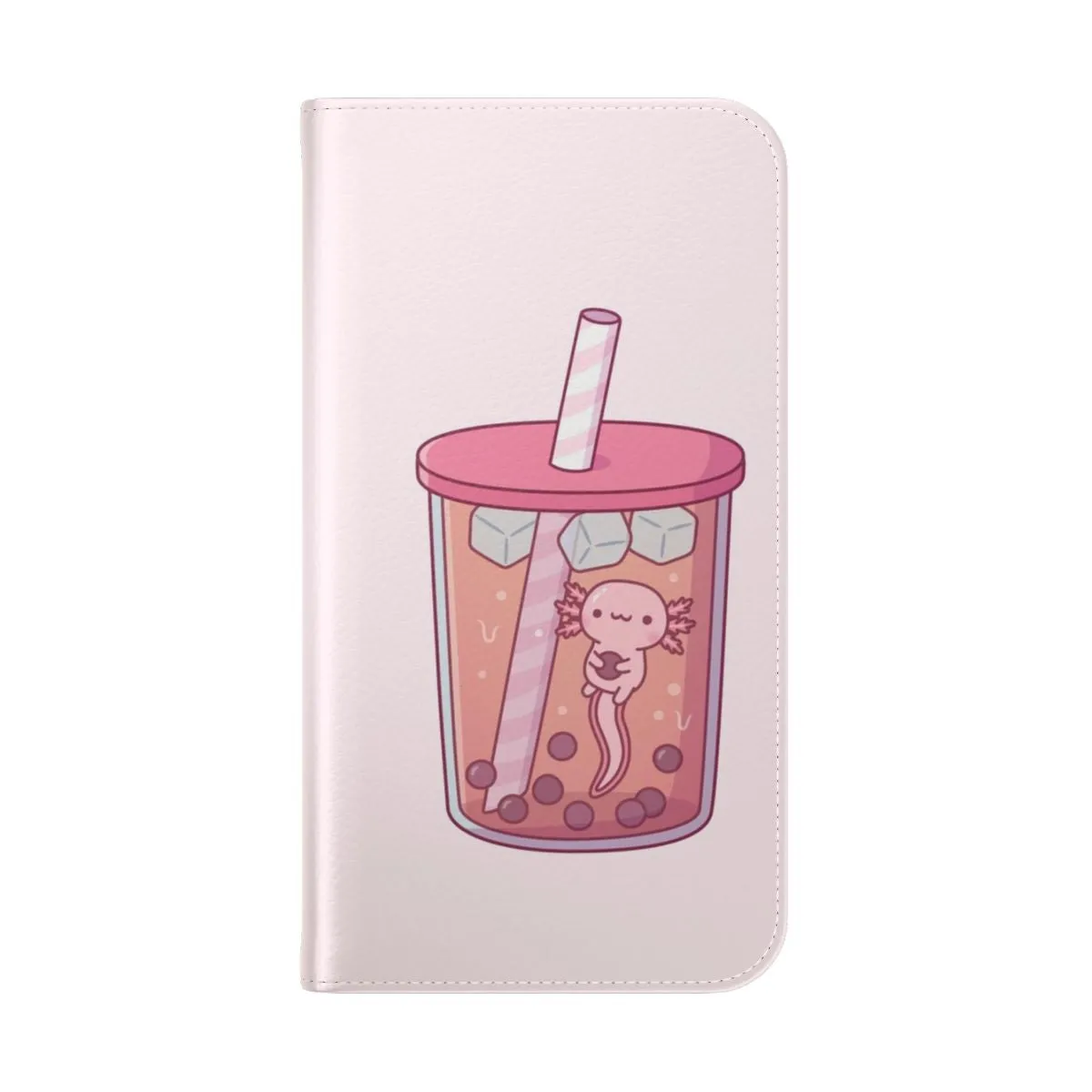 Adorable Axolotl in Bubble Tea Themed Phone Case