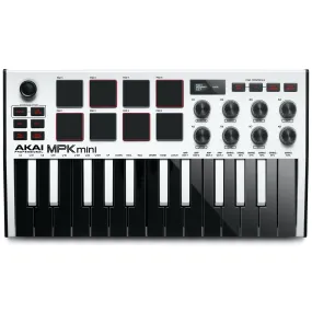 Akai MPKMINI3W Ultra Compact 25-Key Mini Keyboard Controller and Pads, White