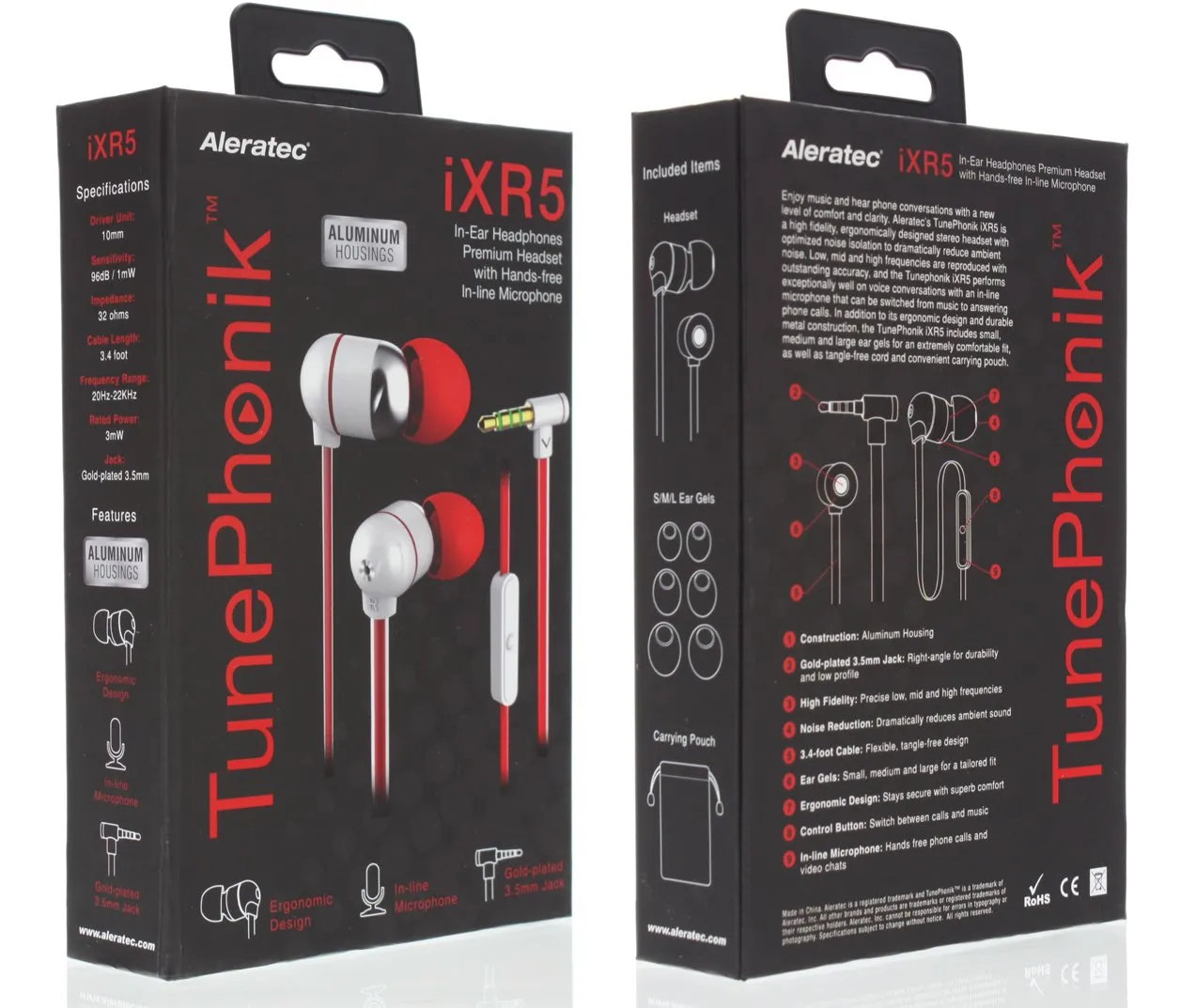 Aleratec TunePhonik iXR5 Universal 3.5mm Wired in-Ear Earbud Headphones w