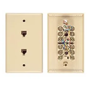 Allen Tel AT217SM-4 Flush Mount Duplex Smooth Phone Wall Jack, 4-Conductor, Ivory