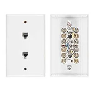 Allen Tel AT217SM-6-15 Flush Mount Duplex Smooth Phone Wall Jack, 6-Conductor, White