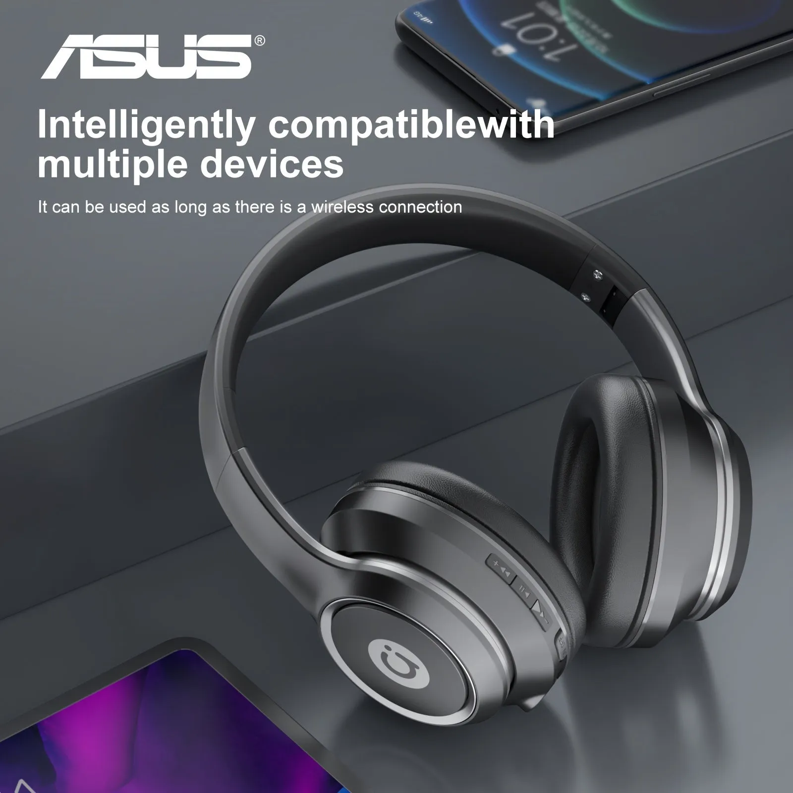 ASUS AS-D96 5.3 Wireless Earphone Headphones With Microphone Lightweight Folding Active Noise Reduction ANC HD Call Earphone