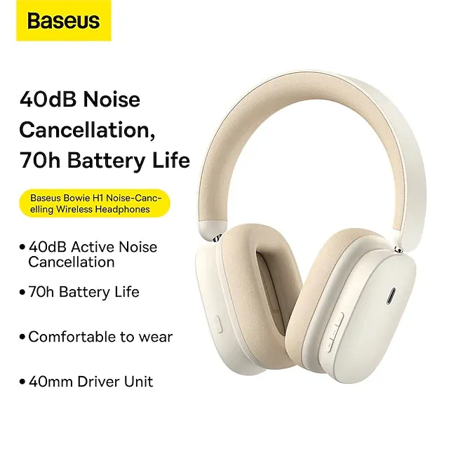 Baseus H1i Bowie Noise Cancellation Wireless Headphones Cluster Black – A00050402113-00