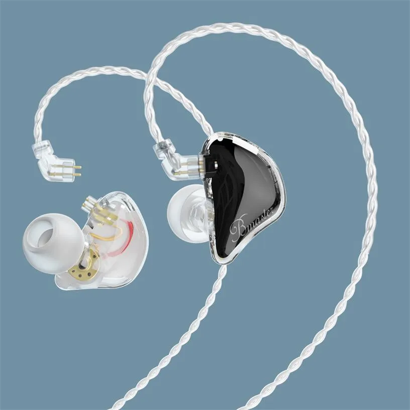 BASN Bmaster PRO 2-Pin Triple Drivers In Ear Monitor Headphones (White-Black)