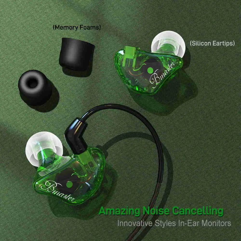 BASN Bmaster Triple Drivers In Ear Monitor Headphones (Green)