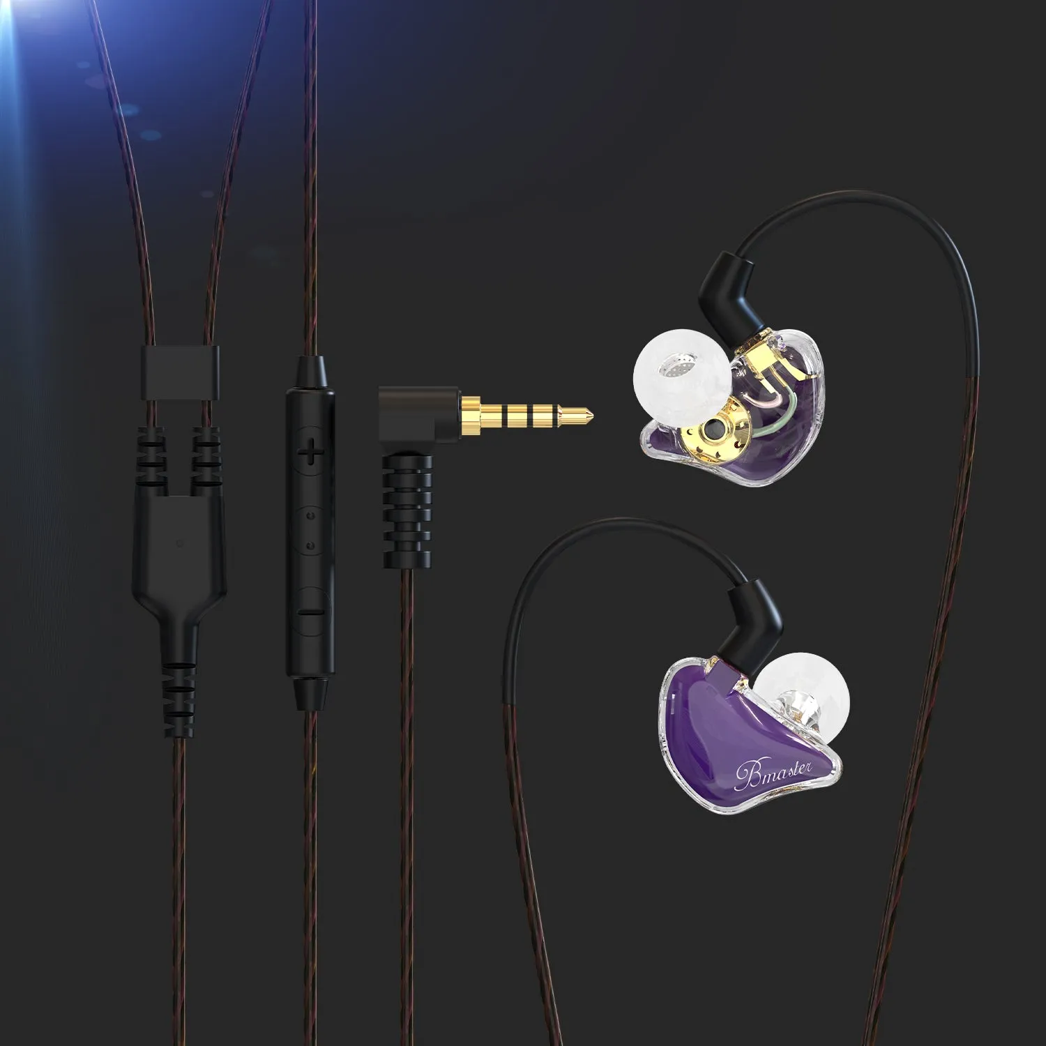 BASN Bmaster Triple Drivers In Ear Monitor Headphones (Purple)