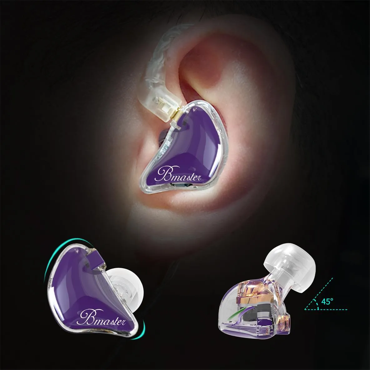 BASN Bmaster Triple Drivers In Ear Monitor Headphones (Purple)