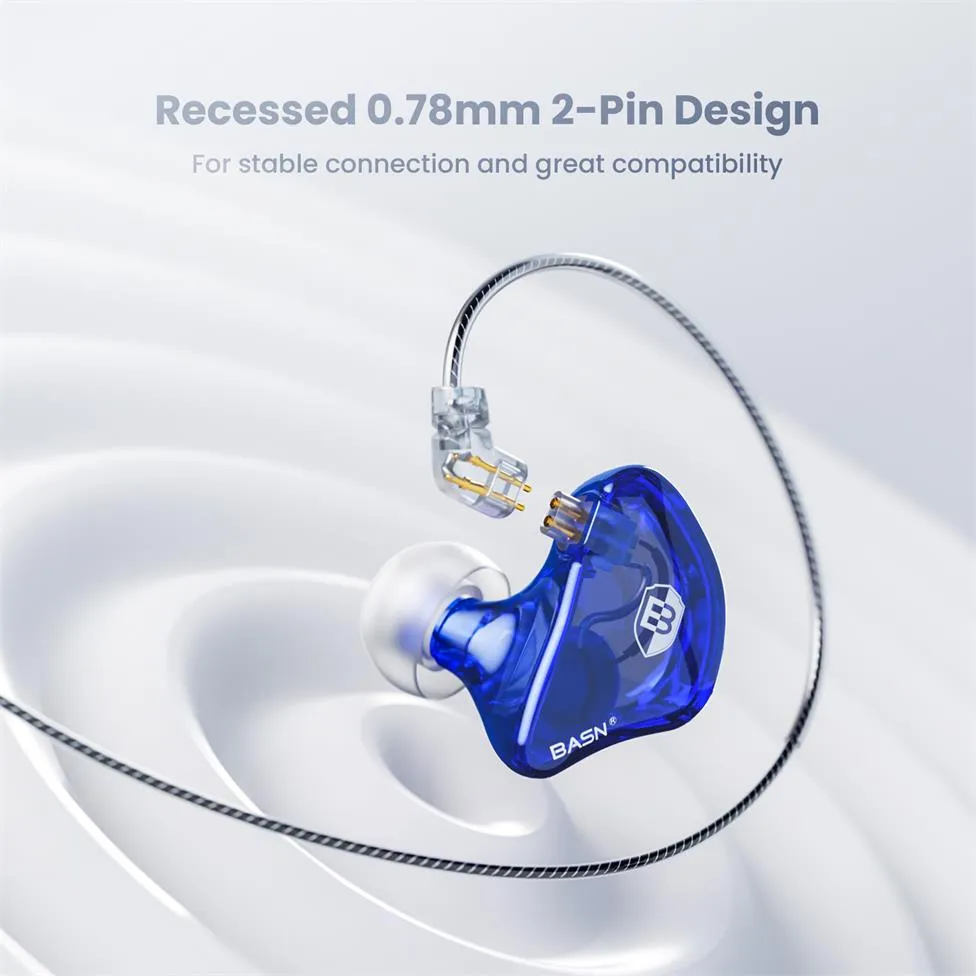 BASN Bsinger PRO 2-Pin In-Ear Monitor Headphones (Blue)