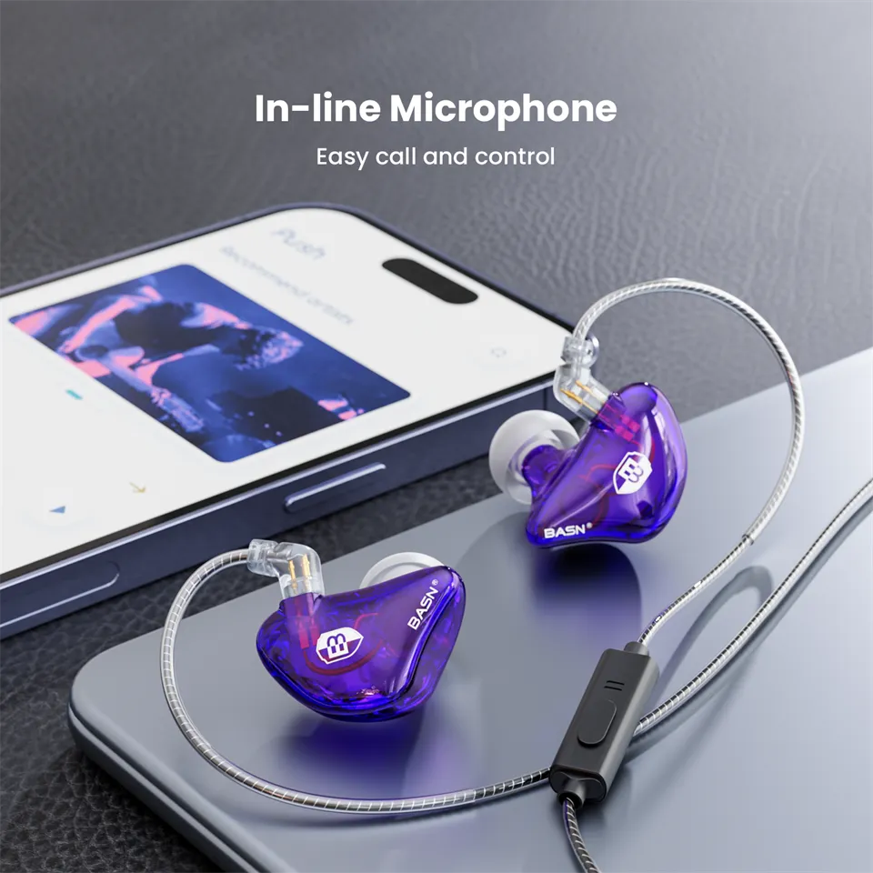 BASN Bsinger PRO 2-Pin In-Ear Monitor Headphones (Purple)