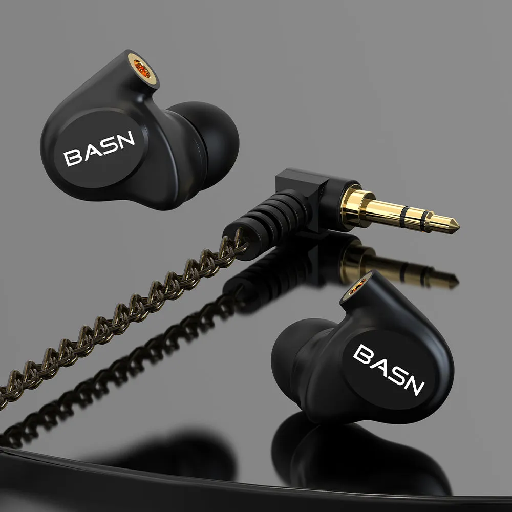 BASN Metalen HiFi (2DD 2BA) In-Ear Monitor Headphones (Black)