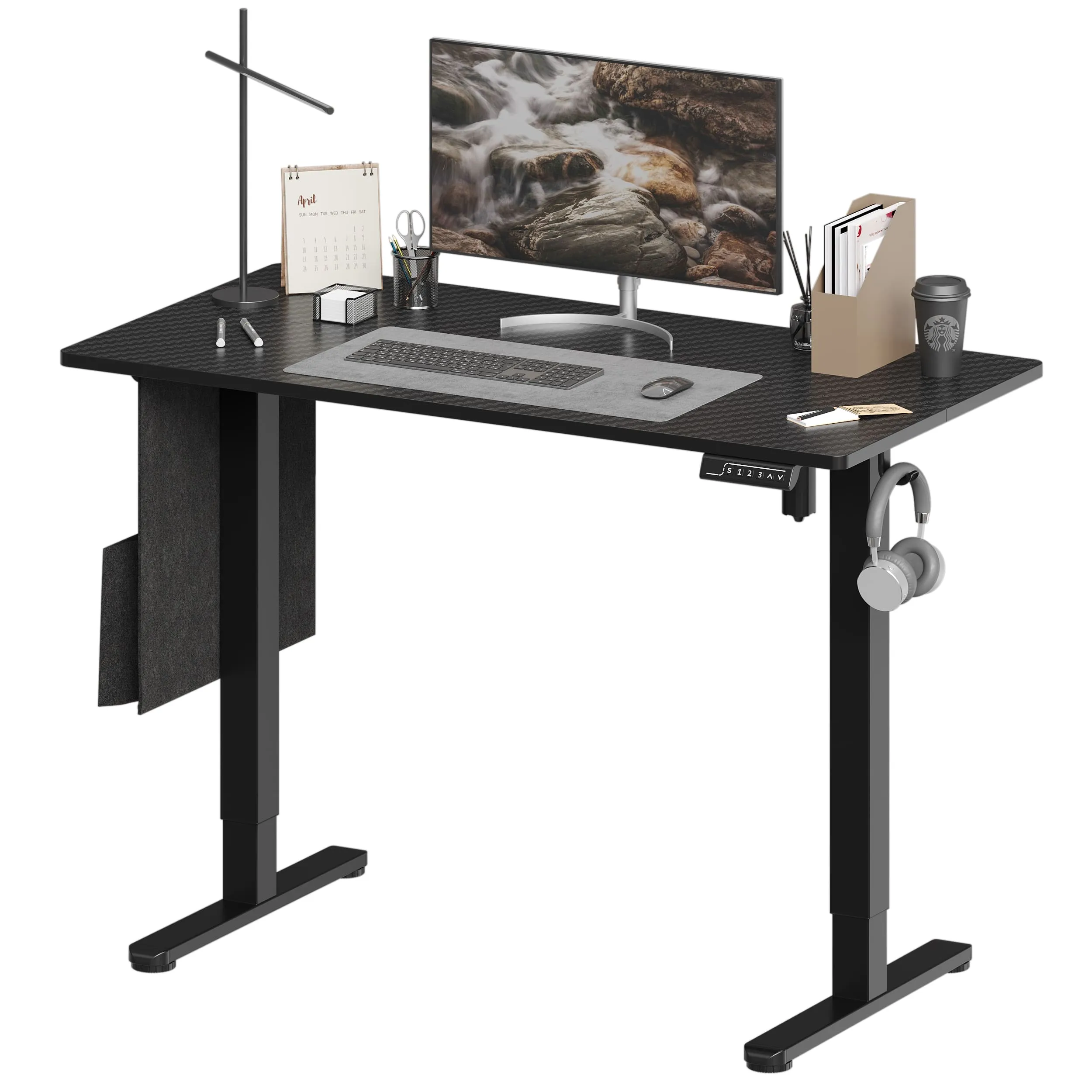 Bestier 47/55 Inch Height Adjustable Electric Standing Desk with Headset Hooks & Storage Bag