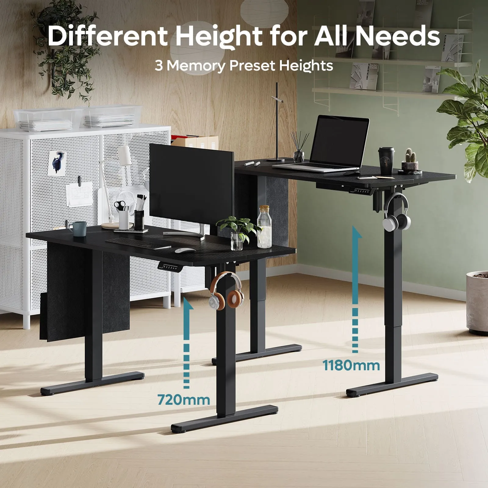 Bestier 47/55 Inch Height Adjustable Electric Standing Desk with Headset Hooks & Storage Bag