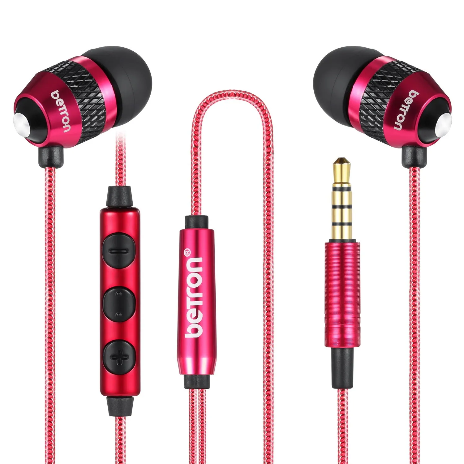 Betron B25 Noise Isolating Earphones with Volume Control Microphone Powerful Bass iPhone Samsung