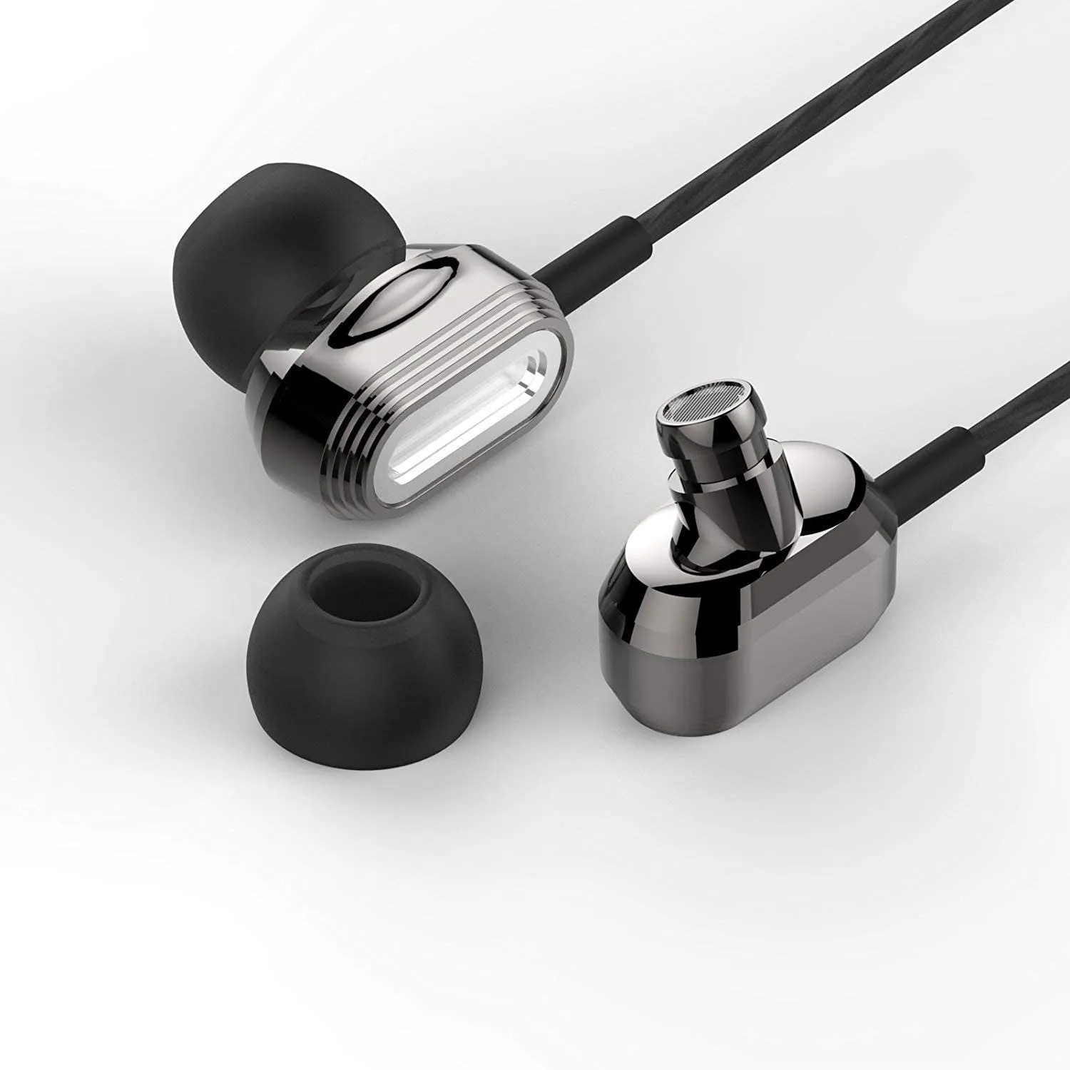 Betron ProX7 Noise Isolating Earphones, In Ear Headphones with Mic and Volume Control, Dual Driver Quality Headset, Black