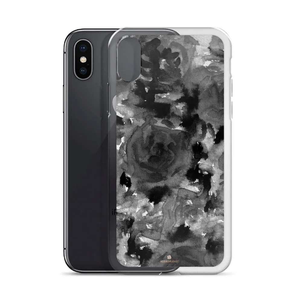 Black Rose Floral iPhone Case, iPhone X | XS | XR | XS Max | 8 | 8  | 7| 7 Case- Made in USA/EU