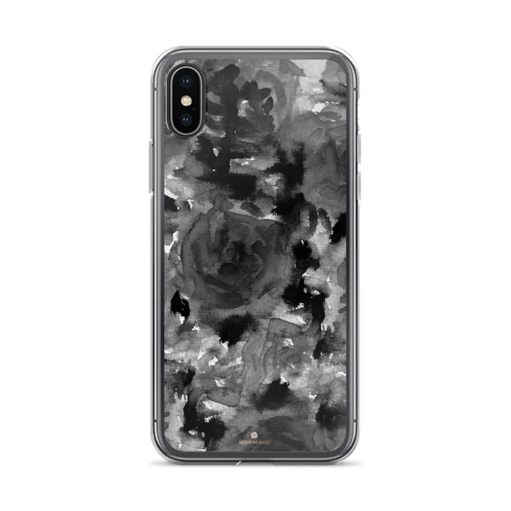 Black Rose Floral iPhone Case, iPhone X | XS | XR | XS Max | 8 | 8  | 7| 7 Case- Made in USA/EU