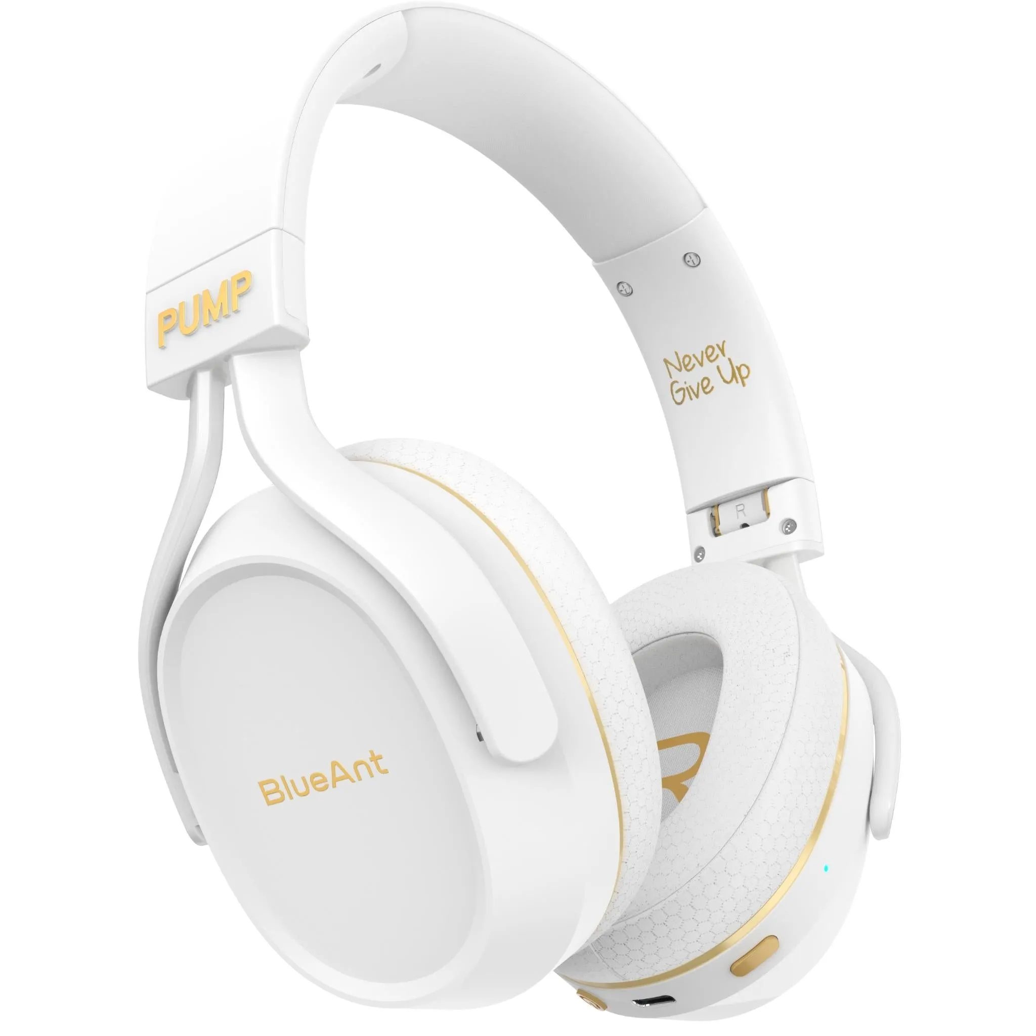 BlueAnt PumpX Gym ANC Over-Ear Headphones (White/Gold)