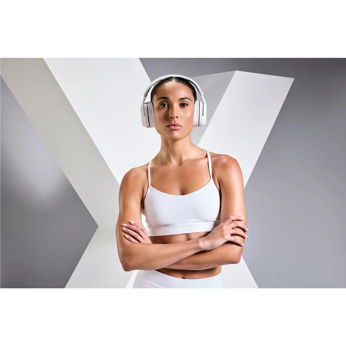 BlueAnt PumpX Gym ANC Over-Ear Headphones (White/Gold)