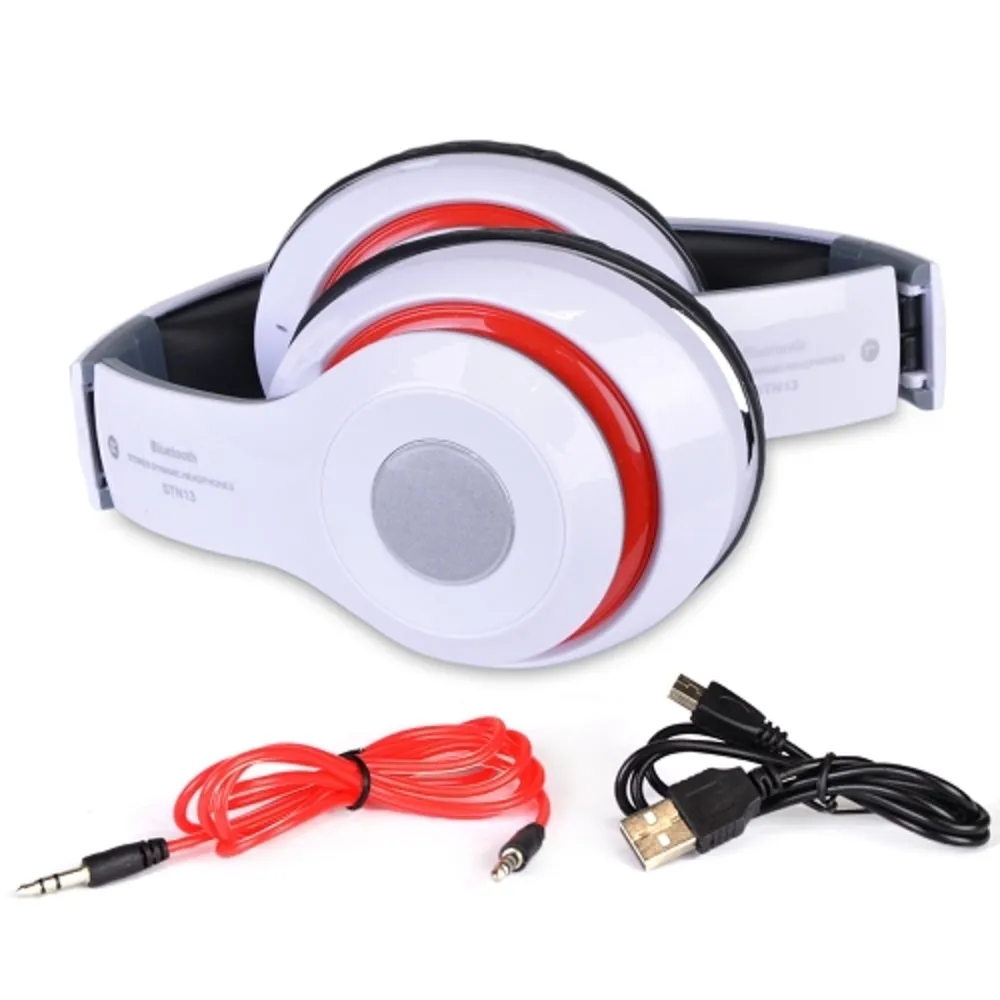 Bluetooth Wireless Foldable On-Ear Headphones w/Integrated Microphone FM Tuner & TF Card Slot