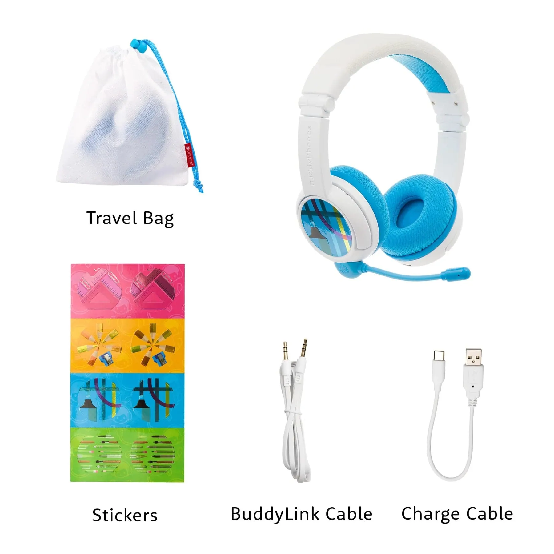 BuddyPhones School  Wireless On Ear Headphones with Boom Mic