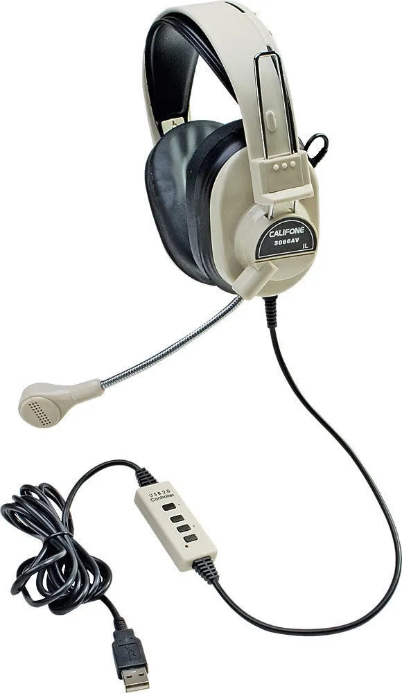 Califone 3066-USB Deluxe Stereo Headphones with Boom Mic and USB Plug