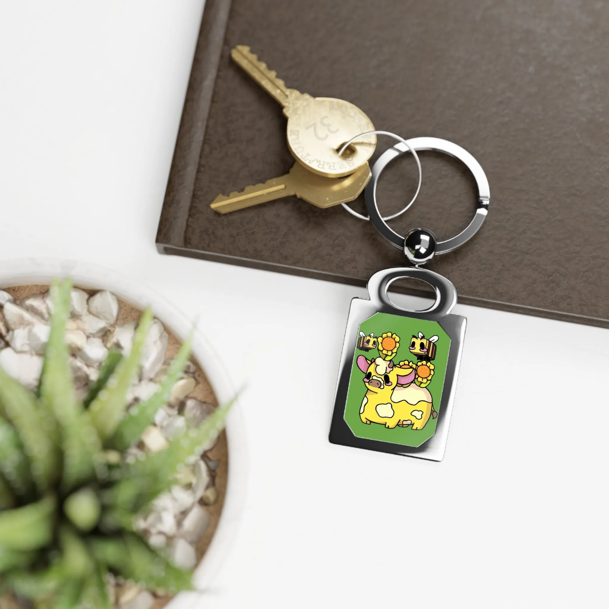 Captain AFAB - Moo Bloom Rectangle Photo Keyring