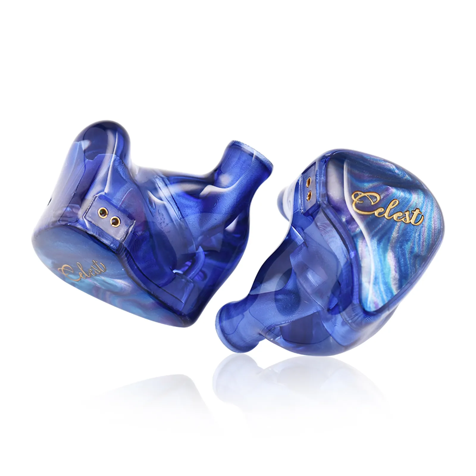 Celest Wyvern Qing: 10mm LCP Dynamic In Ear Monitor, 1DD Wired Earbuds, DLP Resin 3D printed Shell, Blue Green, Mic/no Mic