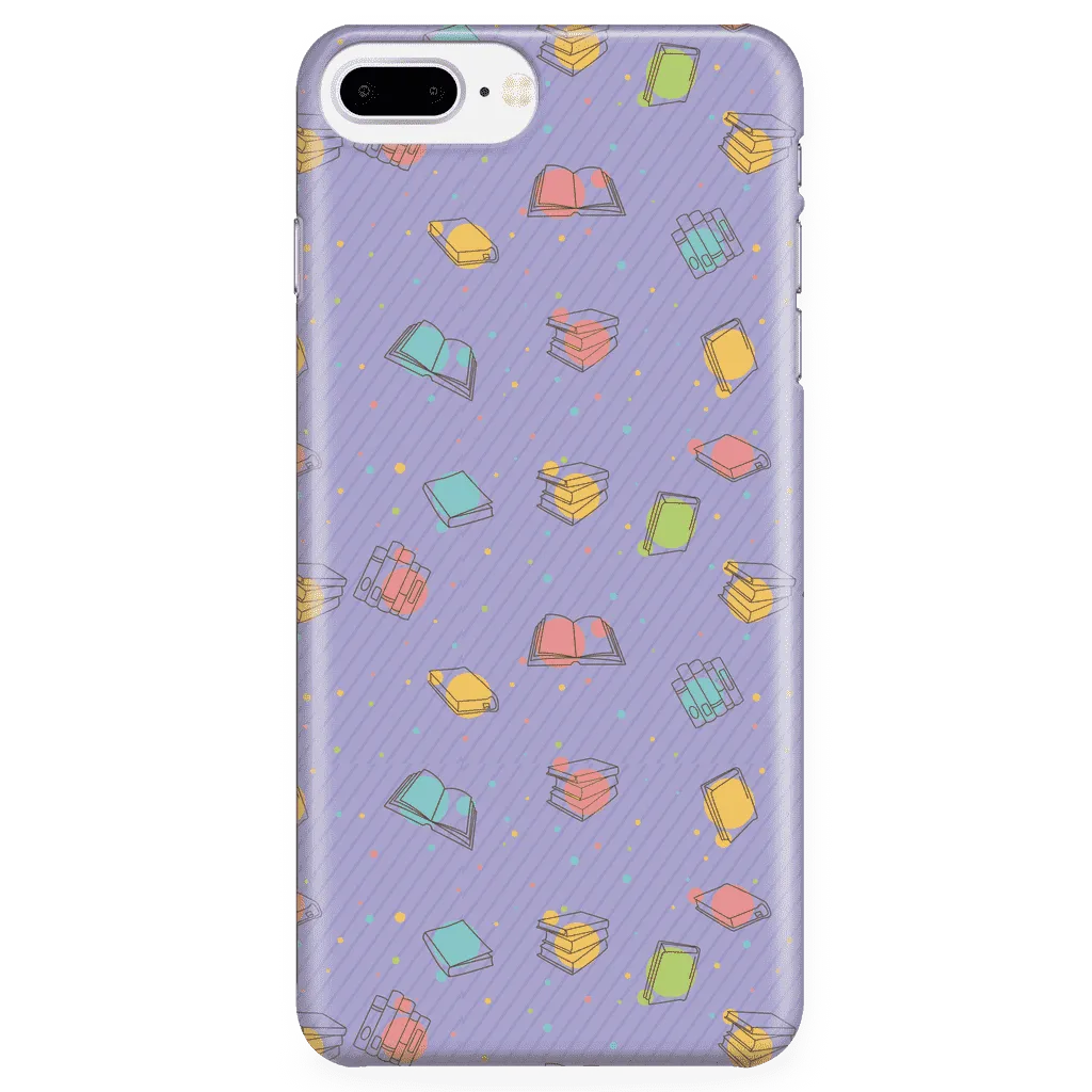 Colorful Bookish Pattern Phone Case Purple