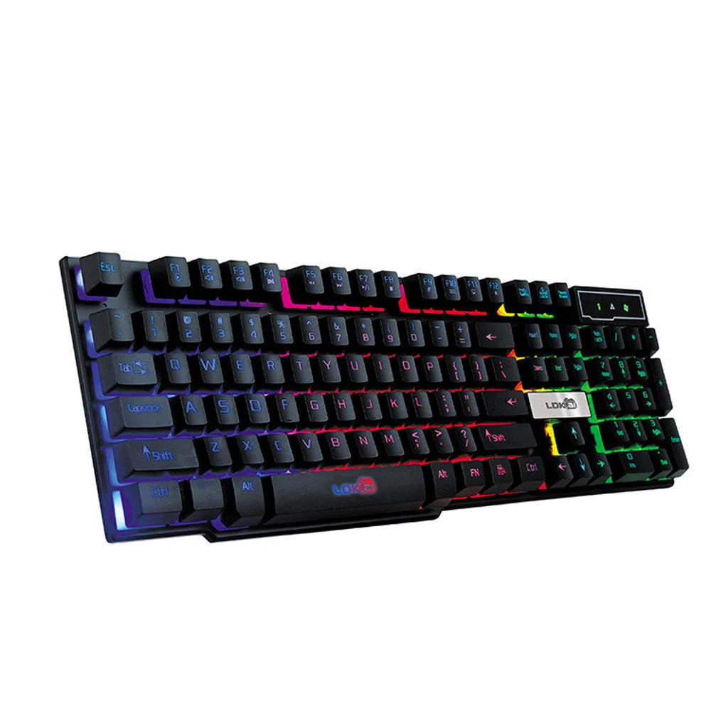 Colorful Crack LED Illuminated Backlit USB Wired PC Rainbow Gaming Keyboard