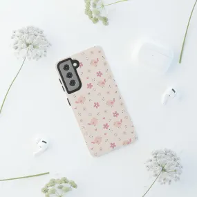 Cute Pink Birds and Flowers print design Tough Phone Case compatible with a large variety of Samsung models