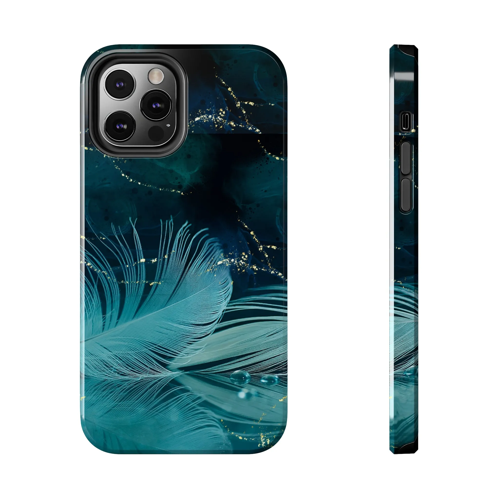 Dreamy Blue Feather design Tough Phone Case compatible with a large variety of iPhone models, Gift, Phone