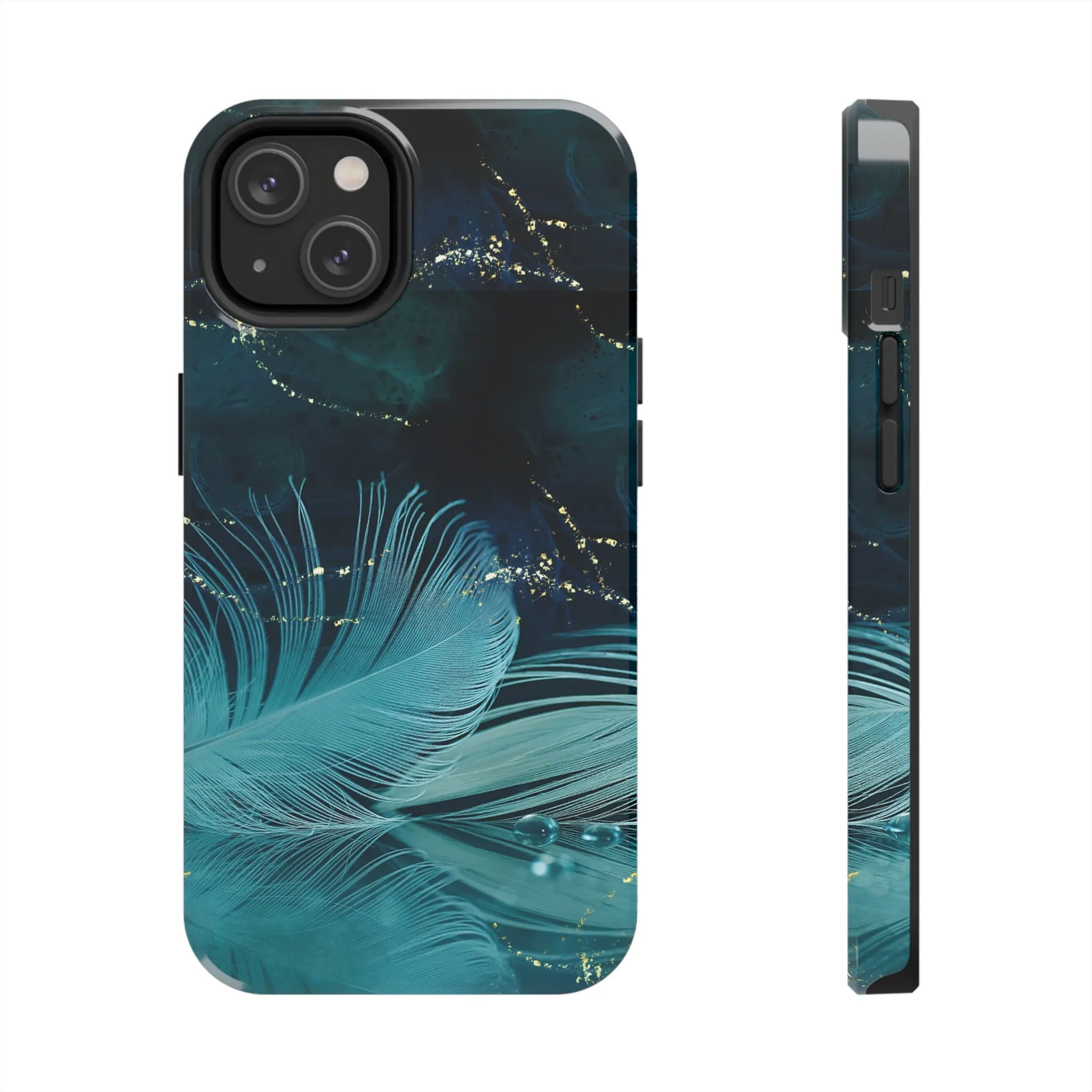 Dreamy Blue Feather design Tough Phone Case compatible with a large variety of iPhone models, Gift, Phone