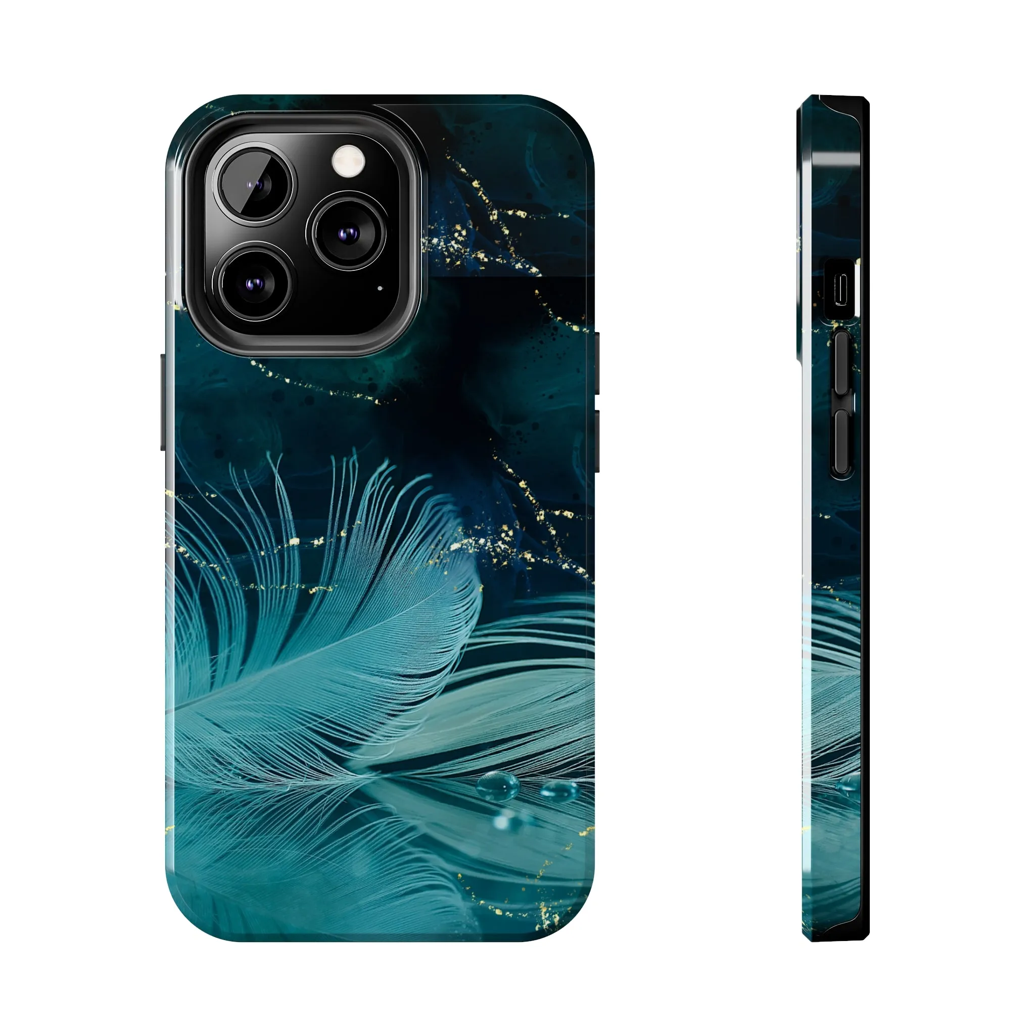 Dreamy Blue Feather design Tough Phone Case compatible with a large variety of iPhone models, Gift, Phone