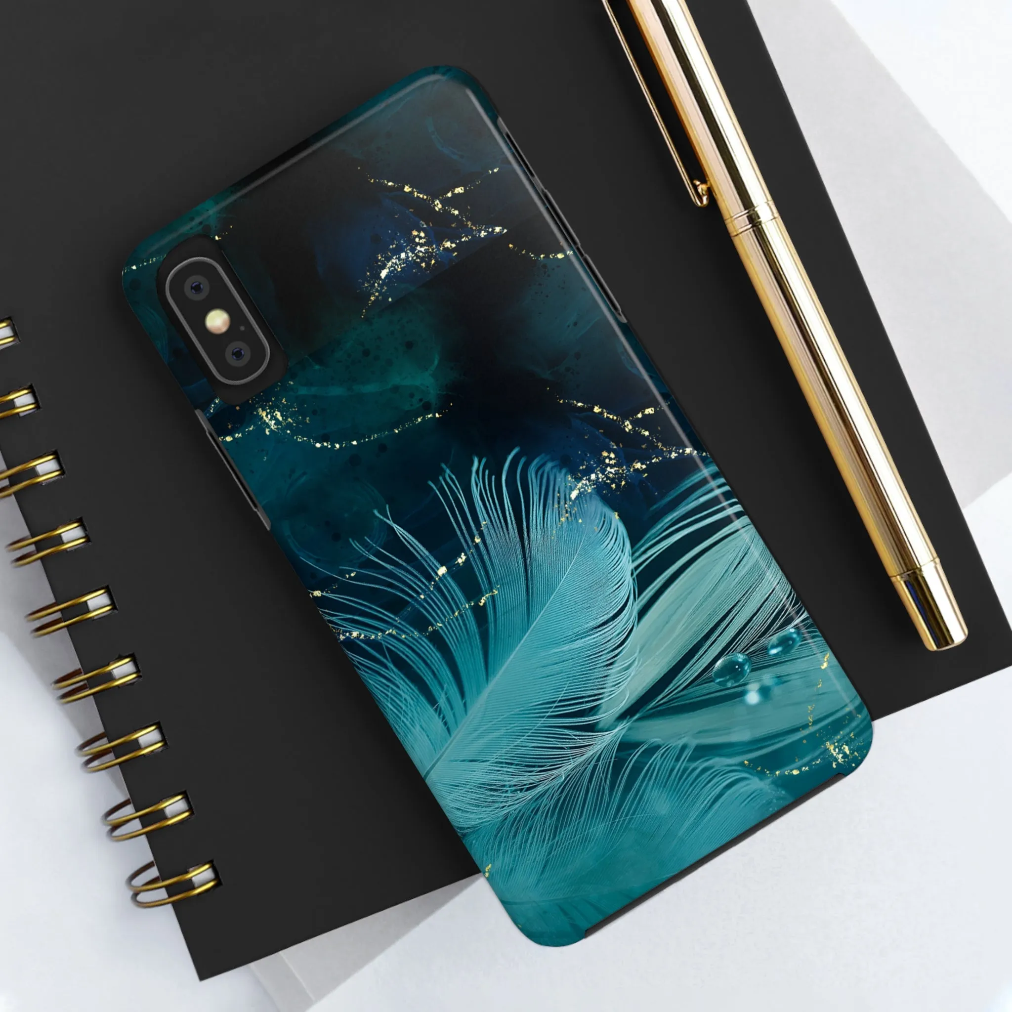 Dreamy Blue Feather design Tough Phone Case compatible with a large variety of iPhone models, Gift, Phone