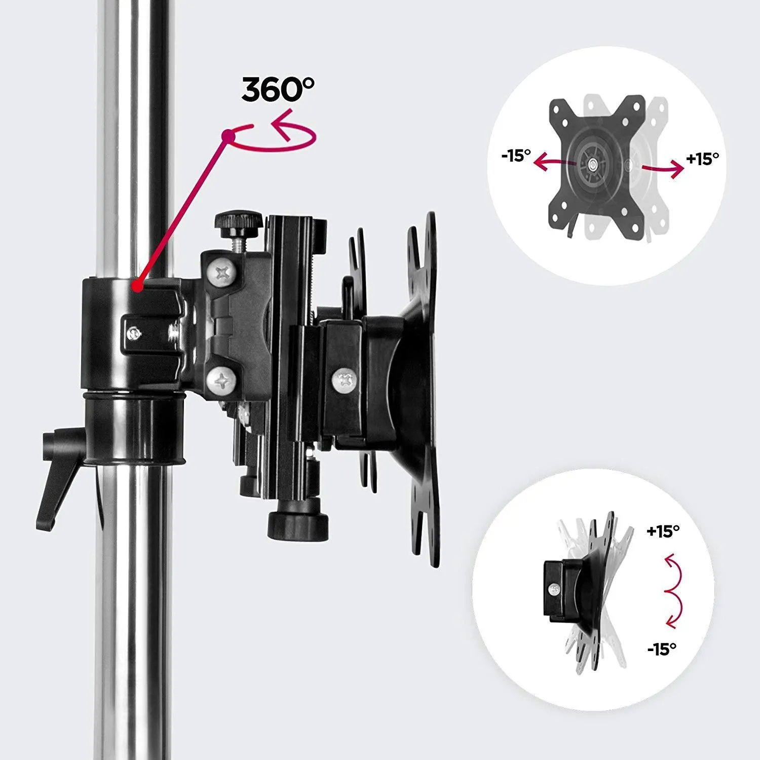 Duronic Computer Monitor Arms Stand DM754 Quadruple Freestanding PC Multi Arms Desk Mount Stands for VESA 75/100 Four 15-24 Inch LED LCD Screens 8kg Capacity Mounts, Tilt -15/ 15, Rotate 360 - Black