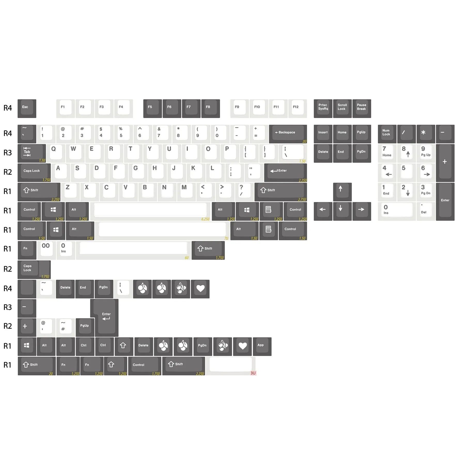 EPBT Double Shot ABS Dual Tone Gray & White Keycap Set