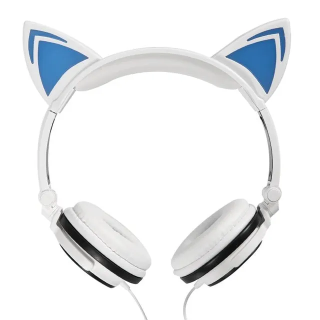 Fashion Stylish Cat Ear Headphones for Computer Games Headset Earphone with LED light For PC Laptop Computer Mobile Phone