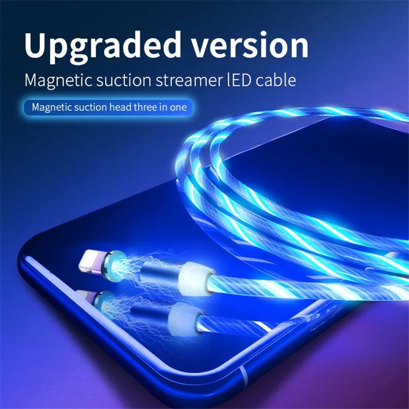 Fast Charging LED Magnetic USB Type C Cable for iPhone and Android