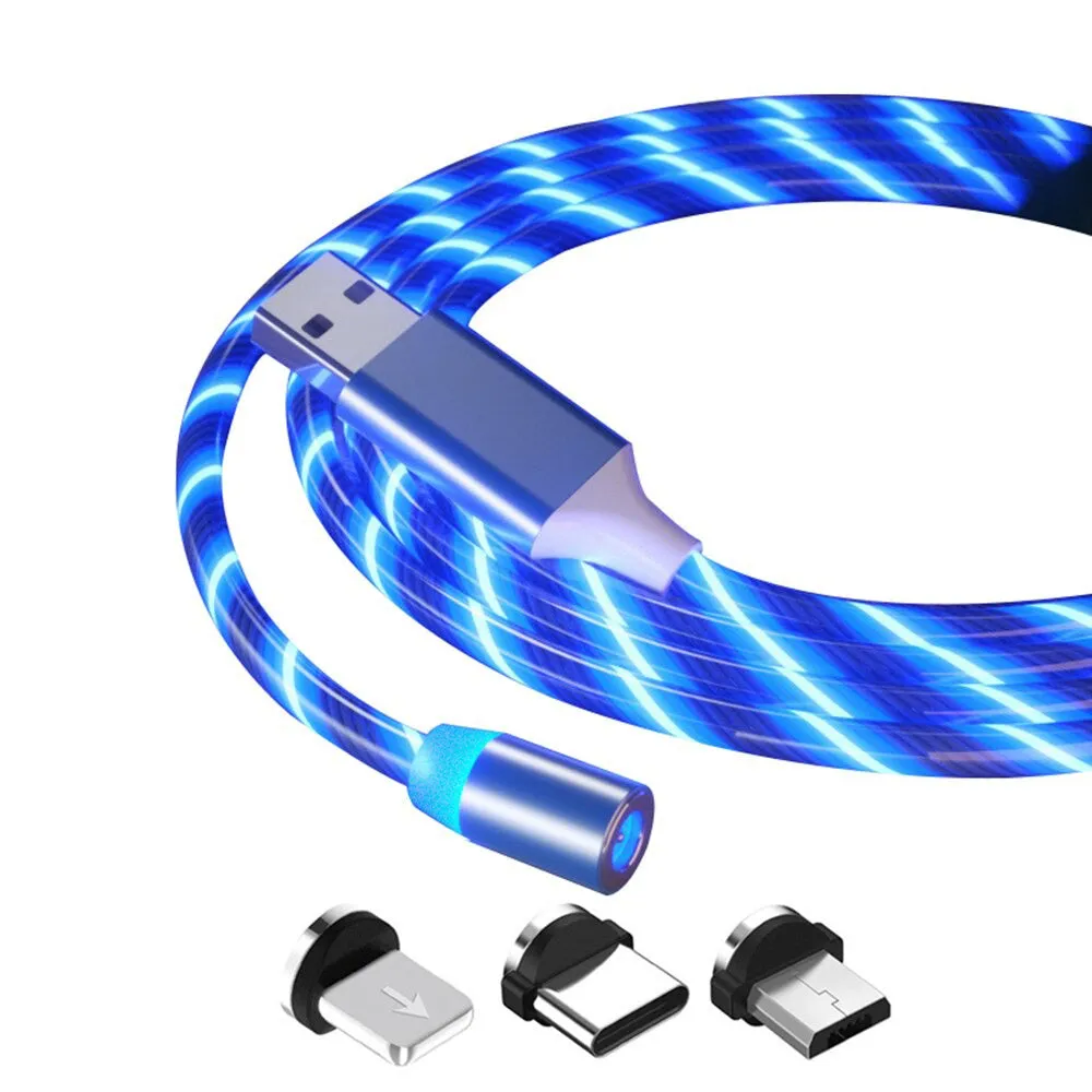 Fast Charging LED Magnetic USB Type C Cable for iPhone and Android