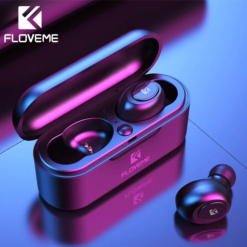 Floveme Mini Bluetooth Wireless Earphones with 3D Stereo Sound & Magnetic Charging Box