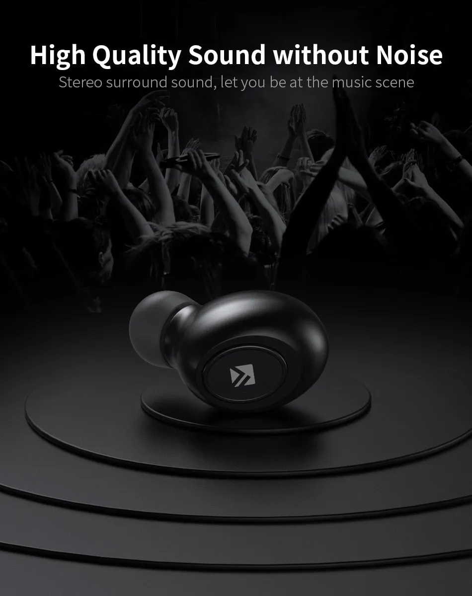 Floveme Mini Bluetooth Wireless Earphones with 3D Stereo Sound & Magnetic Charging Box