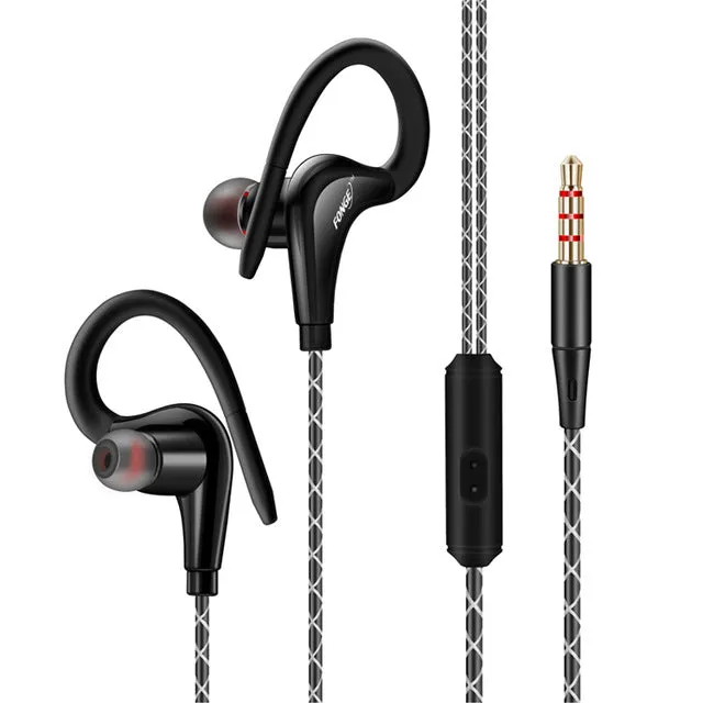 Fonge S760 Ear Hook Earphones Outdoor Sports Headphones Wired MP3 Headsets Noice Cancelling with Microphone for iPhone Xiaomi