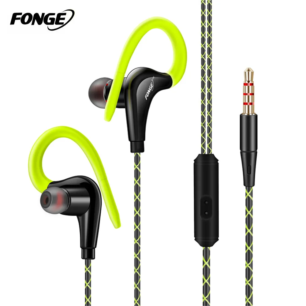 Fonge S760 Ear Hook Earphones Outdoor Sports Headphones Wired MP3 Headsets Noice Cancelling with Microphone for iPhone Xiaomi